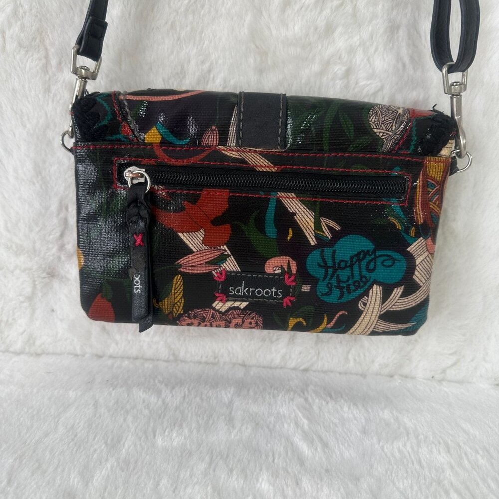 Sakroots Crossbody Bag With Adjustable Strap Artist Circle Birds Peace - Picture 3 of 9